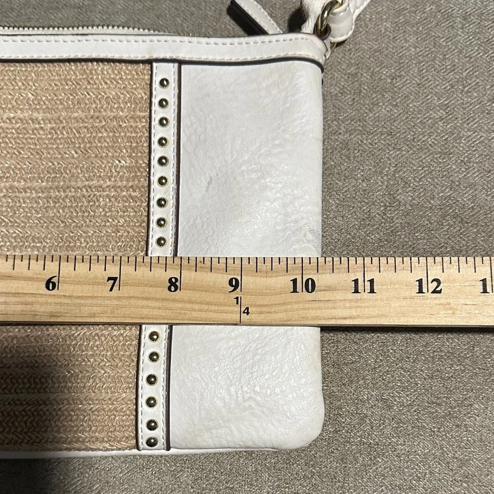 Nicole Miller Cream and Tan Crossbody Bag